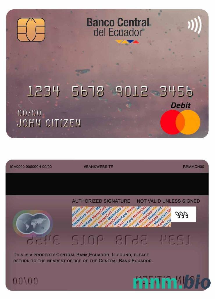 Ecuador Central Bank przykład karty mastercard w formacie PSD